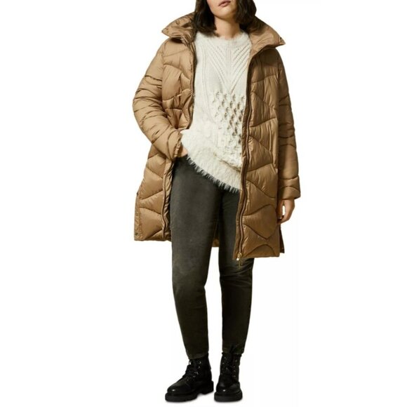 Marina Rinaldi Panfilo Puffer Quilted Coat Jacket Tan Size 16 NWT - Picture 3 of 10